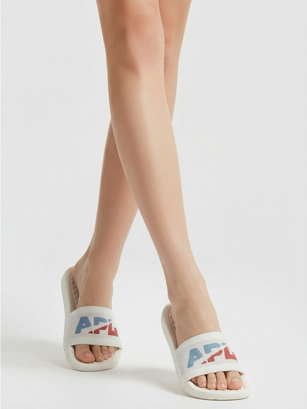 APL White Slide Sandals with Red and Blue Logo women's size 5 - Picture 5 of 5
